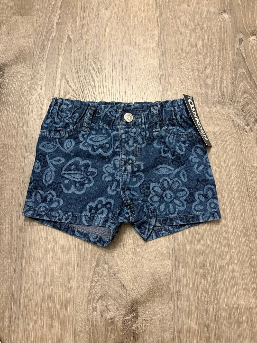 OshKosh B'gosh Baby Girl Floral Denim Shorts - Dark Wash- NWT